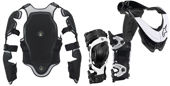 Allroad Touring Crash Protection FORCEFIELD Extreme Adventure Harness, ALPINESTARS Bionic Neck Brace and ASTERISK Knee Brace