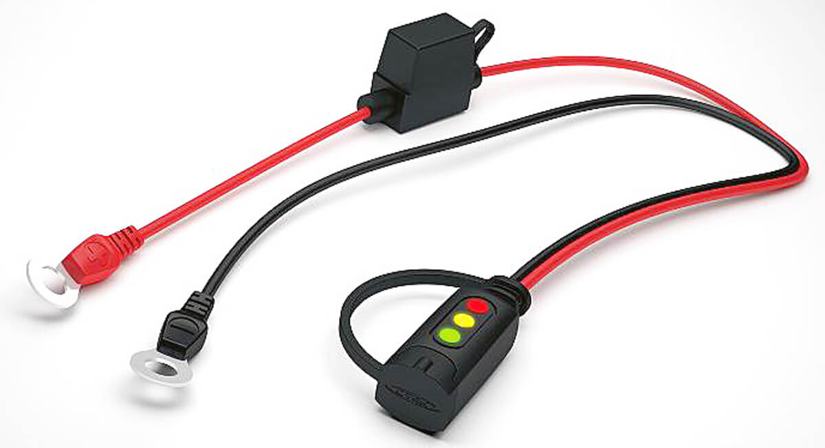 Motorcycle Offseason Battery Maintenance with CTEK Comfort Eyelet M6 Charge Indicator