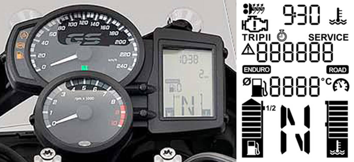 BMW F800 GS 2015 motorcycle Instrumentation LCD display onboard computer