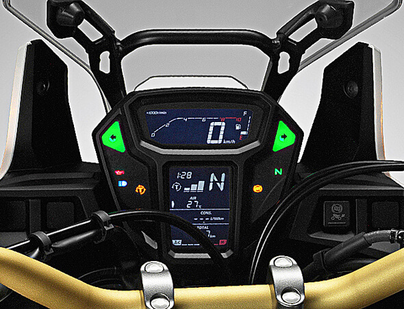 HONDA CRF1000L AfricaTwin 2016 ABS DCT Rally motorcycle cockpit instrumentation LCD display